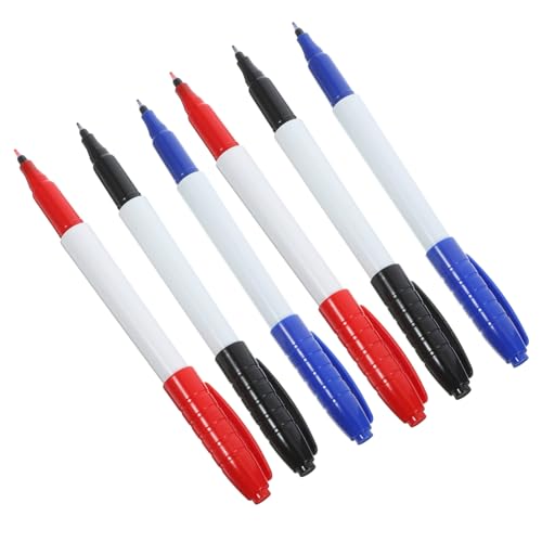 CONGARTENO 6 Stück Whiteboard Marker Feine Spitze Abwischbar Wasserbasiert Wiederverwendbar für Schule Büro Zeichnen Schreiben in Blau Schwarz Rot von CONGARTENO