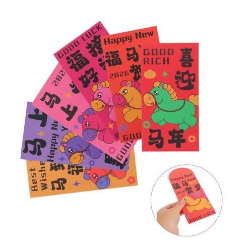 CONGARTENO 60 Stück Jahr Des Pferdes Rote Umschläge Traditionelle Chinesische Hongbao für Frühlingsfest und Familienfeiern mit Elegantem Pferde-motiv Praktische Menge für Neujahrsgrüße CONGARTENO 60 Stück Jahr Des Pferdes Rote Umschläge Traditionelle Chinesische Hongbao für Frühlingsfest und Familienfeiern mit Elegantem Pferde-motiv Praktische Menge für Neujahrsgrüße von CONGARTENO