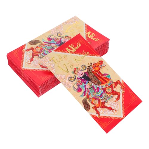 CONGARTENO 60stücke Vietnamesische Rote Umschläge Geldtasche Pferd Design Für Asiatische Neujahrsparty Frühlingsfest Hong Bao Geschenktüten von CONGARTENO