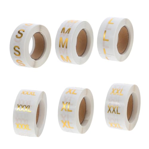 CONGARTENO 6Rollen Kleidung Größenaufkleber S Rund Transparent Klebeetiketten mit Goldprägung für Einzelhandel Lagerung und Organisation von Textilien von CONGARTENO