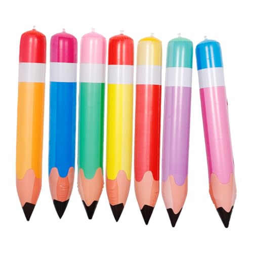 CONGARTENO 7 Stück Jumbo Aufblasbare Bleistifte Teiliges aus PVC Rückkehr zur Schule Dekoration Große Bleistift Spielzeuge in Orange Gelb Blau Grün und Rot für Klassenräume und Partys von CONGARTENO