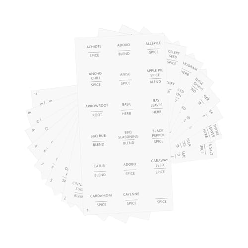 CONGARTENO 8 Blatt Wasserdichte Ablösbare Gewürzetiketten Rund Selbstklebende Aufkleber für Gewürzgläser Minimalistische Beschriftung Vielseitige Vorratsdosen labels für Küche und von CONGARTENO
