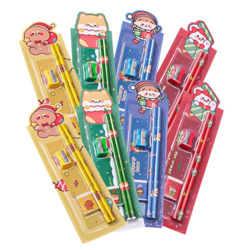 CONGARTENO 8 Sätze Teiliges Zeichenstifte mit Kleiner Anspitzer und Radiergummi Leichte Sichere Holzstifte für Schüler Farbenfrohes Schulzubehör für Kreatives Zeichnen und Schreiben von CONGARTENO