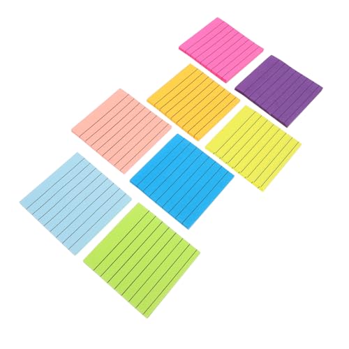 CONGARTENO 8 Stück Teiliges Linierte Fluoreszierende Haftnotizen Selbstklebende Memo Pads in Farben Praktische Notizzettel für Schule Büro und Alltag Robust Haftende Tragbare Klebezettel von CONGARTENO