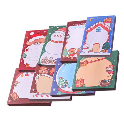 CONGARTENO 8 Stück Teiliges Weihnachts-notizblock- Multifunktionale Haftnotizen mit Niedlichen Cartoon-motiven Kompakte Memo-sticker für Büro Schule und Zuhause Praktische Schreibblöcke für von CONGARTENO