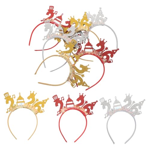 CONGARTENO 9 Stück neujahrsparty stirnband Haarschmuck für Silvester frohes neues jahr party stirnbänder Neujahrsparty-Stirnband Neujahres fröhliche Stirnbänder Silvester Kopfbedeckung Tuch von CONGARTENO