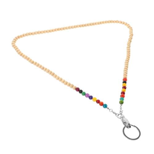 CONGARTENO Bead Lanyard für Ausweishalter Bunte Holzperlen Kette Leichter Vielseitiger Ausweishalter für Damen Praktisch als Schlüsselband und Modisches Accessoire von CONGARTENO