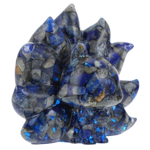 CONGARTENO Blaues Resin Fuchs Ornament Kunstvoller Desktop Schmuck Langlebige Harzdekoration für Wohn und Bürobereich Einzigartiges Segensgeschenk Filigrane Tischdekoration von CONGARTENO
