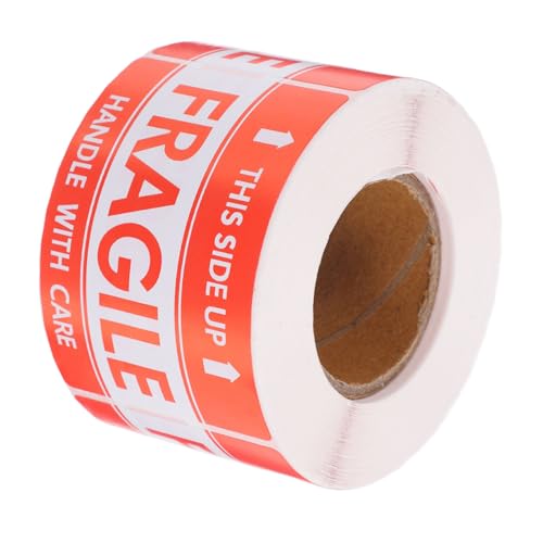 CONGARTENO Fragile Sticker Rolle Hochklebend Warnetiketten für Umzugskartons Versandkartons Lager Büro Sichtbare Warnung Handle With Care Haftetiketten für Verpackungsschutz von CONGARTENO