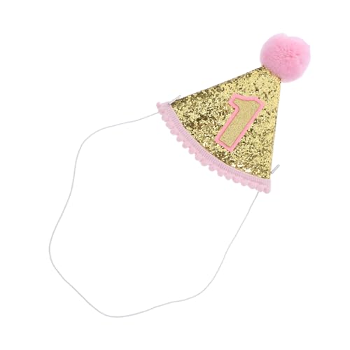 CONGARTENO Geburtstagshut für Mädchen Glitzernder Partyhut mit Verstellbarem Gummiband Rosa Jahr Hut aus EVA Leicht Sicher und Glänzend für Kindergeburtstag und Fotorequisiten von CONGARTENO