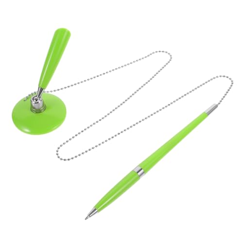CONGARTENO Geschäftlicher Kugelschreiber mit Kette Ergonomischer Tisch Kugelschreiber für Banken Hotels und Büros Rutschfestes Kunststoffgehäuse Glattes Schreiben Fester Tischhalterung Grün von CONGARTENO