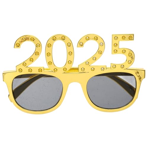 CONGARTENO Goldene Quadratische Partybrille mit Funkelnden Strasssteinen Auffälliges Fotorequisit für Silvester Abschlussfeier und Firmenfeiern Modisches Accessoire für Festliche Anlässe von CONGARTENO