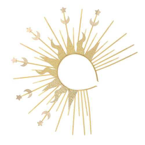 CONGARTENO Goldener Göttin Kopfschmuck Mondmotiv Sternen Headband Elegantes Haarschmuck für Frauen und Mädchen Vielseitig als Stirnband oder Headpiece Geeignet von CONGARTENO