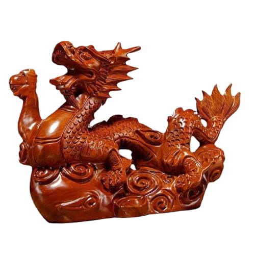 CONGARTENO Holzfigur Drache Handgeschnitzte Dragon Statue Dekorativ für Schreibtisch Wohnzimmer Büro Feng Shui Glücksbringer von CONGARTENO