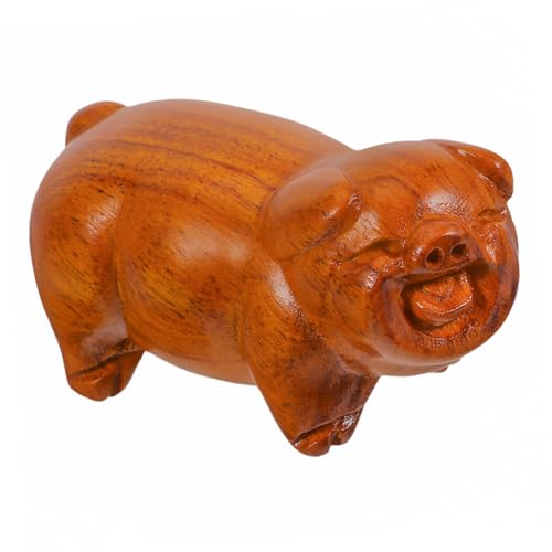 CONGARTENO Holzfigur Schwein Handgeschnitzt Kleine Holzskulptur Dekoratives Schweinornament für Wohn und Arbeitszimmer Tierdekoration Geschenkidee von CONGARTENO