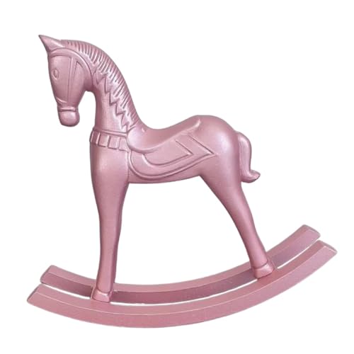 CONGARTENO Holzpferd Schaukelpferd Handgefertigt Rosa Holzkarussell Figur Kinderzimmer Dekoration Multifunktional Geschenk für Pferdeliebhaber und Wohnkultur von CONGARTENO