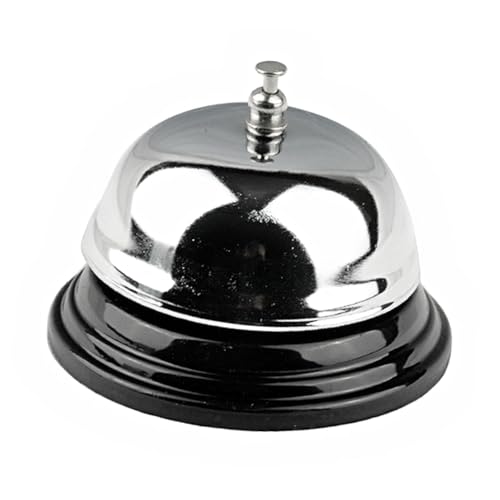CONGARTENO Klassische Tischglocke S Kleine Silberne Serviceglocke für Restaurant Hotelrezeption Bar und Küche Lauter Klarer Langlebiges Metall Einfach zu Bedienen von CONGARTENO