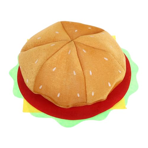 CONGARTENO Kreative Burger Baskenmütze Gelb Leichter Stabiler Lustige Kopfbedeckung für Damen Reise Karnevalsdeko Lustige Fast food kopfbedeckung für Alltag und Mottopartys von CONGARTENO