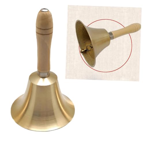CONGARTENO Kupfer Handglocke mit Holzgriff Durchmesser Laute Serviceglocke für Restaurant Dinnerparty Schule und Weihnachtsfeier Leichte und Ergonomische Handklingel aus Messing von CONGARTENO
