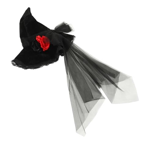 CONGARTENO Leichter Halloween Hexenhut mit Barock-blumen und Netzstoff Stilvolles Hexenkostüm-accessoire für Erwachsene und Jugendliche für Halloweenparty Karneval und Cosplay von CONGARTENO