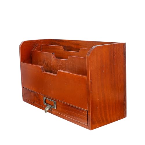CONGARTENO Massivholz Schubladenbox Aufbewahrungsbox mit Schublade Schreibtisch Organizer Holz Desktop Storage Box für Büro und Home Office Stauraum Sundries Holder Container von CONGARTENO