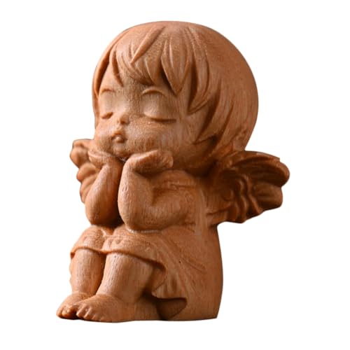 CONGARTENO Miniatur Holzengel Statue mit Flügeln Geschnitzte Religiöse Holzfigur Dekoratives Schutzengel Ornament für Zuhause Büro und Gartendeko CONGARTENO Miniatur Holzengel Statue mit Flügeln Geschnitzte Religiöse Holzfigur Dekoratives Schutzengel Ornament für Zuhause Büro und Gartendeko von CONGARTENO