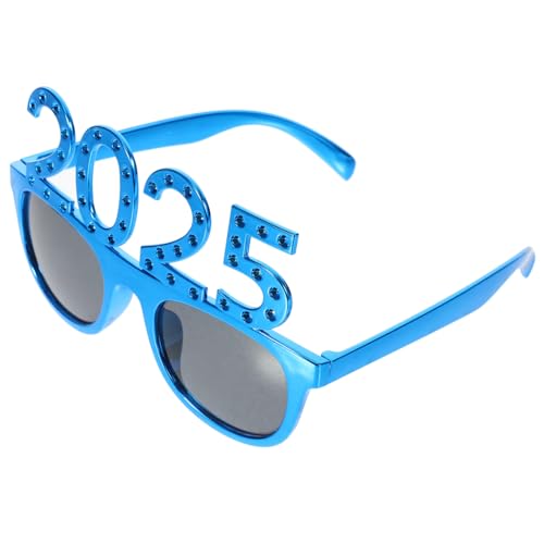 CONGARTENO Neujahrsbrille mit Blauen mit Strass Besetzten Eckigen Rahmen Leichte Pc Material Partybrille für Silvester Karneval und Lustige Fotorequisiten Unisex Zubehör für Feier und Spaß von CONGARTENO