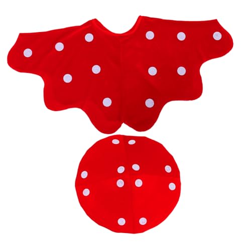 CONGARTENO Pilz Kostüm Set mit Mütze und Umhang für Damen und Cosplay und Halloween Party Zubehör Familiengrößen Einzigartiges und Kostüm Design Rot von CONGARTENO
