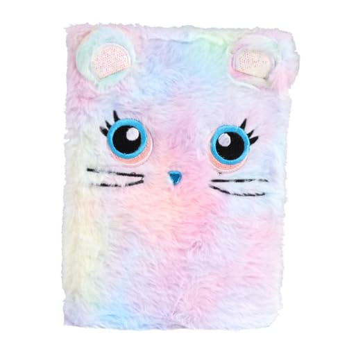 CONGARTENO Plüsch Notizbuch Mädchen Buntes Tagebuch Schreibblock für Schule und Kreatives Gestalten Langlebiges Material Farbiges Papier Geschenk für Freunde und Familie Farbiger Katze von CONGARTENO
