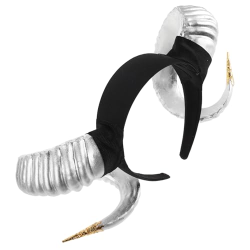 CONGARTENO RAM Horns Headband für Frauen Realistische Ziegenhörner Haarreif mit Silbernem Horn und Goldener Verzierung Leichtes Halloween Cosplay Party Kostüm Zubehör von CONGARTENO