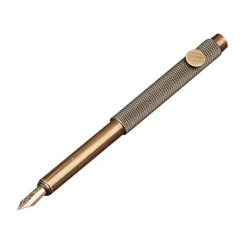 CONGARTENO Retro Mini Messing Füllfederhalter Feine Spitze Tragbarer Kalligraphie Stift mit Schwarzer Tinte für Schüler Künstler Zuhause Büro Schule von CONGARTENO