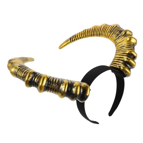 CONGARTENO Stirnband Aus Horn Widderhörner Halloween-stirnbänder Für Frauen Halloween-kopfschmuck Verkleiden Hörner Cosplay Haarreifen Aus Horn Kostüm Hörner Cosplay-haarreifen Plastik Golden von CONGARTENO