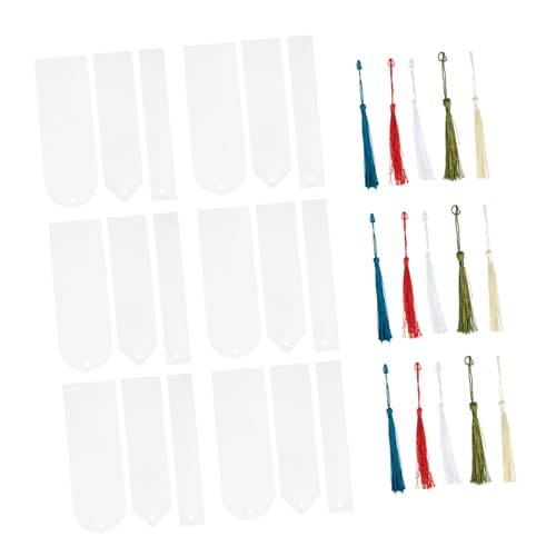 CONGARTENO Teiliges Acryl Lesezeichen mit Transparenten Blanko Bookmarks und Bunten Quasten Langlebig Vielseitig für DIY Dekoration Notizbücher Schule Büro zum Ausmalen und Personalisieren von CONGARTENO