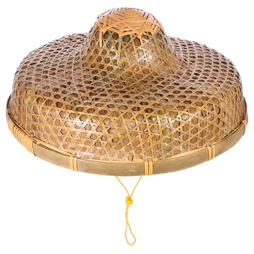 CONGARTENO Unisex Sonnenhut Handgefertigt Geflochtene Strohmütze mit Innenschale und Kordel für Angeln Wandern Cosplay und Sonnenschutz von CONGARTENO