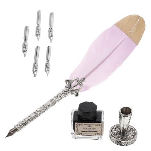 CONGARTENO Vintage Kalligraphie Stift mit Gravur Praktischer Dip Pen für Kalligraphie Anfänger Füllfederhalter mit Tinte Stilvoll für Schreibübungen und Geschenkideen von CONGARTENO