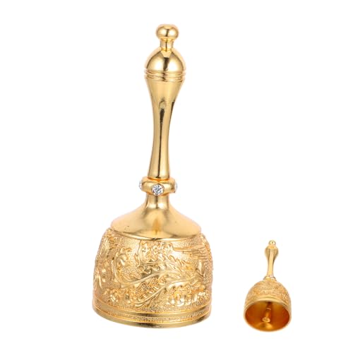 CONGARTENO Vintage Metall Handglocke mit Ergonomischem Griff Kleine Tischglocke aus Zinklegierung mit Drachen Phoenix Gravur Vielseitig für Senioren Service Meditation Feier und Unterricht von CONGARTENO