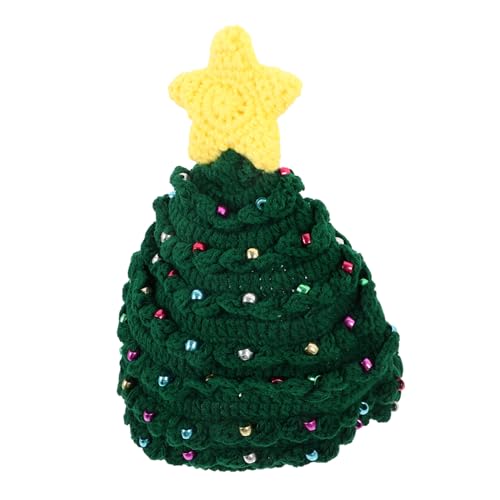 CONGARTENO Weihnachtsmütze Weihnachtsbaum Form Gestrickte Mütze Kuschelig Warm Für Erwachsene Weihnachtsfeier Party Deko Grün Weihnachten Kopfbedeckung von CONGARTENO