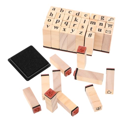 CONGARTENO hölzernes Siegel Holzstempelset Stempeldekor aus Holz Holzstempel Basteln Stempel für Scrapbooking Journaling -Briefmarken Briefmarken für Scrapbooking Alphabet-Stempel Khaki von CONGARTENO