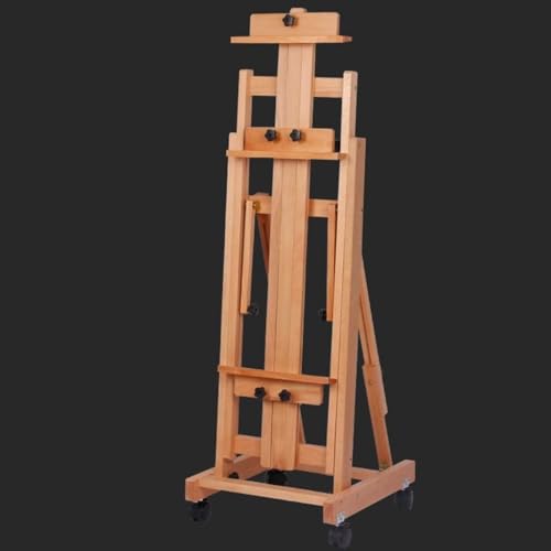CONGRUI 135–242 cm verstellbare Staffelei, professionelle Künstler-Staffelei, Buche, Bodenstaffelei, beweglich und neigbar, für Leinwandkunst bis zu 190 cm (A) von CONGRUI