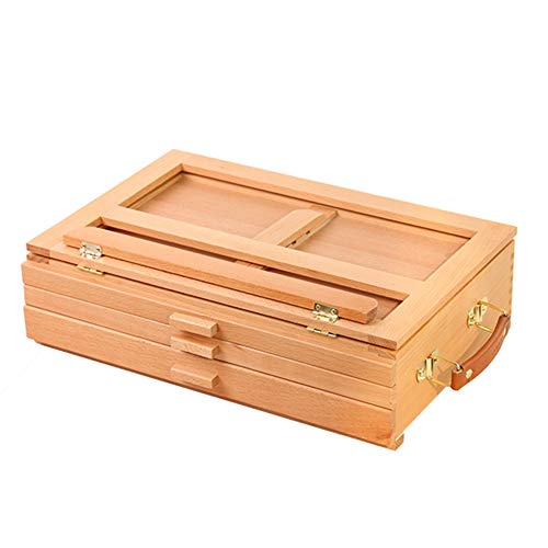 CONGRUI 3-lagige Schubladen-Tischstaffelei zum Zusammenklappen von Bilderboxen, Regal, Zeichenbrett-Set, Malkasten (Staffelei) von CONGRUI