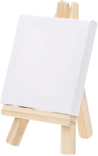 CONGRUI 7 x 12 cm Mini-Leinwand und Naturholz-Staffelei-Set für Kunst, Malen, Zeichnen, Handwerk, Hochzeitsbedarf (15 x 15 cm) von CONGRUI