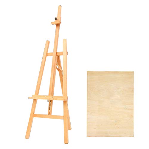 CONGRUI Buchenholz-Werbeständer, Whiteboard-Staffelei zum Malen von Bilderrahmen, Holzfarbe, Staffelei + 4K-Zeichenbrett) von CONGRUI