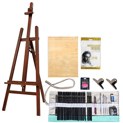 CONGRUI Buchenholz-Werbeständer, Whiteboard-Staffelei zum Malen von Bilderrahmen (Braun, Staffelei-Set) von CONGRUI