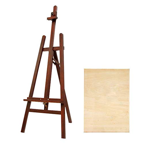 CONGRUI Buchenholz-Werbeständer, Whiteboard-Staffelei zum Malen von Bilderrahmen (braun, Staffelei + 4K-Zeichenbrett) von CONGRUI