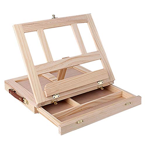 CONGRUI Desktop Staffelei Holz Zeichenbrett Holzschublade Faltbare Ölgemälde Box Tragbar von CONGRUI