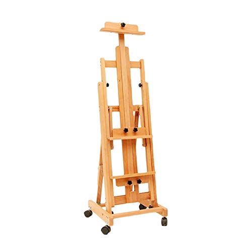 CONGRUI Große Staffelei aus Massivholz mit Rad, flach, doppelte Verwendung, Ölstaffelei, Standdisplay bei Hochzeiten (Holzfarbe, Staffelei) von CONGRUI