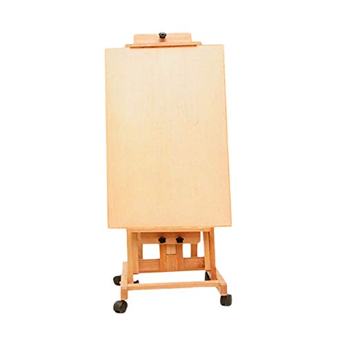 CONGRUI Große Staffelei aus Massivholz mit Rad, flache Ölstaffelei mit doppeltem Verwendungszweck, zum Aufstellen bei Hochzeiten (Holzfarbe, Staffelei + 2K-Zeichenbrett) von CONGRUI