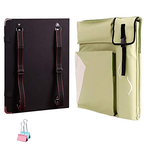 CONGRUI Grüner Rucksack, schmutzabweisend, stabiler Gurt, Leinentasche, Staffelei, winddicht, für Studenten, Künstler, Zeichenbrett (Canvas-Tasche + Zeichenbrett) von CONGRUI