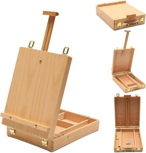 CONGRUI Holz-Künstler-Staffelei, Maltisch, einziehbare Box, Laptop-Malbrett, Ölgemälde, Kunstbedarf von CONGRUI