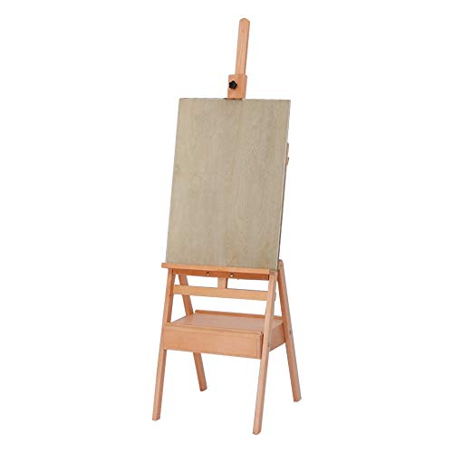 CONGRUI Holz-Staffelei mit Skizzenbox, Aufbewahrungsregal, Künstler-Staffelei für Atelier, winddicht (Buchenfarbe, Staffelei + 4K-Zeichenbrett) von CONGRUI